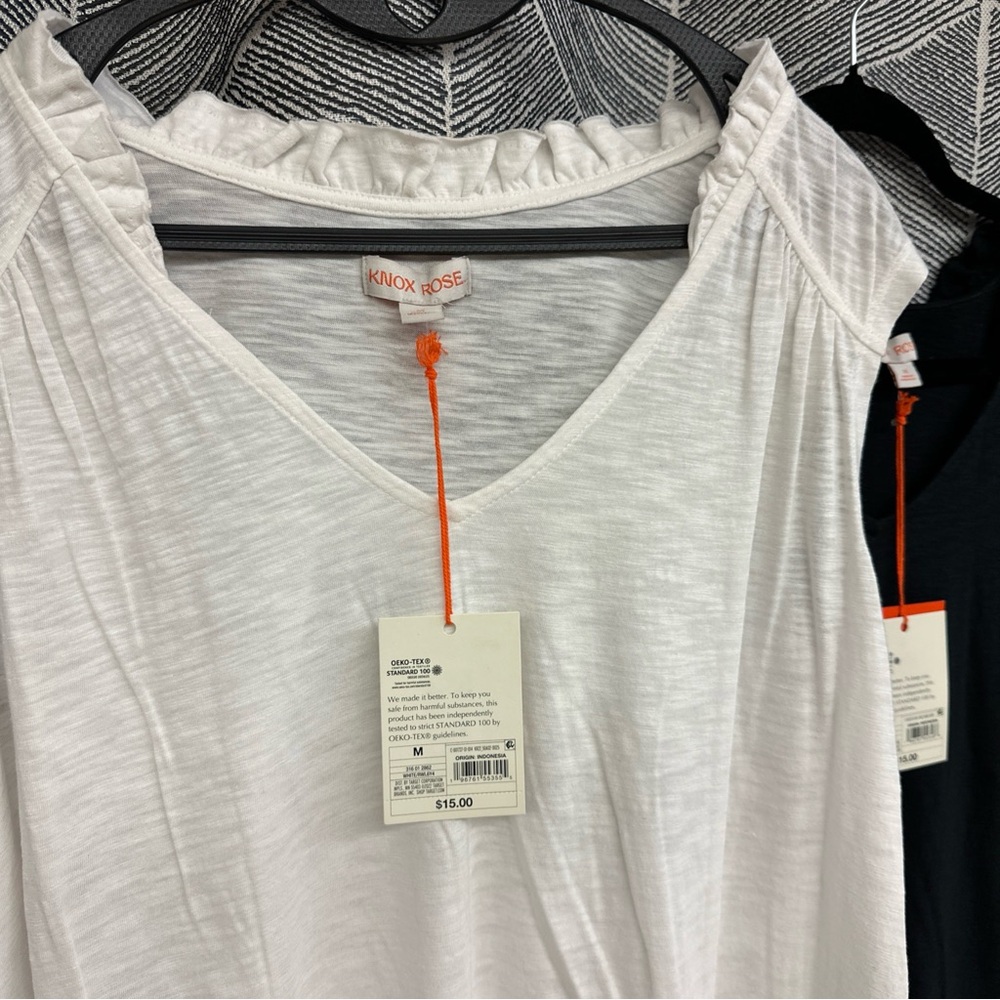 Knox Rose  2 Women's Knit Tank Tops - Knox Rose Black  And White Size M - Picture 9 of 12